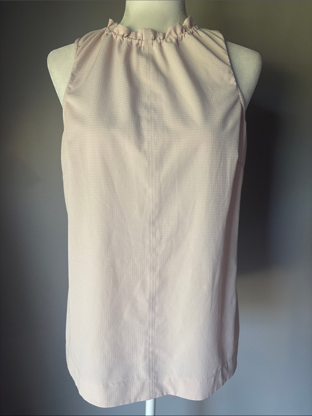 ATHLETA Women’s Pale Pink Boundless Athletic High Neck Ruffle  Tank